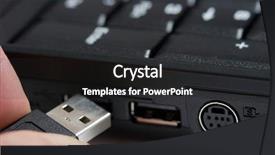  Presentation with laptop - Beautiful presentation theme featuring cale - hand plugging an usb plug backdrop and a dark gray colored foreground