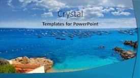  Presentation with beach - PPT theme having calella-de-parafrugell-beach background and a light blue colored foreground