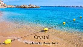  Presentation with beach - Presentation design with calella-de-parafrugell-beach background and a coral colored foreground