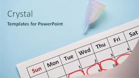  Presentation with hygiene - Amazing presentation design having calendar-and-menstrual-cup-woman backdrop and a sky blue colored foreground