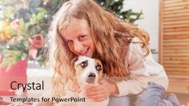  Presentation with child tree - Slides featuring calendar children - child with dog near christmas background and a  colored foreground