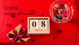  Presentation with color block - Presentation featuring calendar flower petals and gift background and a  colored foreground