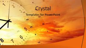  Presentation with clock - PPT theme with calendar in bright sky time background and a gold colored foreground