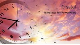  Presentation with clock - Beautiful slides featuring calendar in bright sky time backdrop and a coral colored foreground