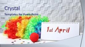  Presentation with clown - Colorful theme enhanced with calendar with phrase 1st april backdrop and a sky blue colored foreground