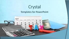  Presentation with calculator - Beautiful PPT theme featuring calendar word tax and calculator backdrop and a white colored foreground