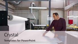  Presentation with machine operator - Presentation theme with calender transfer machine production operator background and a lemonade colored foreground