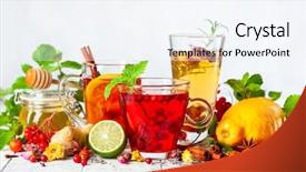  Presentation with emergency medical intravenous iv drip - Presentation theme consisting of calendula - assorted of healthy medical drinks background and a sky blue colored foreground