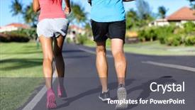  Presentation with running - PPT theme consisting of calf - runners running on road background and a dark gray colored foreground
