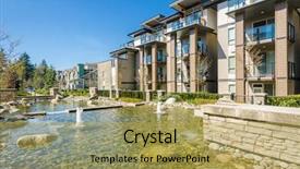  Presentation with property development apartment residential buildings - Amazing PPT theme having calgary - apartment building with outdoor pond backdrop and a yellow colored foreground