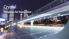  Presentation with sunrise in the city - PPT theme having calgary - night scene of modern city background and a wine colored foreground