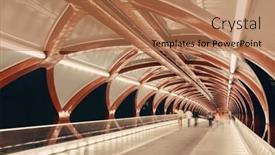  Presentation with pedestrian bridge - Amazing PPT theme having calgary-canada-august-27-peace backdrop and a coral colored foreground