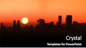  Presentation with sun - Slide deck having calgary city under sun set background and a black colored foreground