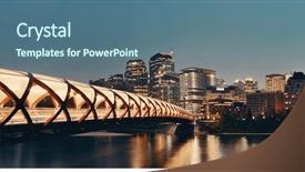  Presentation with cityscape - Slide deck featuring calgary cityscape with peace bridge background and a ocean colored foreground