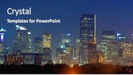  Presentation with canada - Cool new presentation theme with calgary downtown panorama at night backdrop and a ocean colored foreground