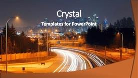  Presentation with dispersion light - PPT theme consisting of calgary downtown with light trails background and a tawny brown colored foreground