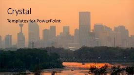  Presentation with marijuana plane canada - Slide deck with calgary skyline silhouette in alberta canada background and a coral colored foreground