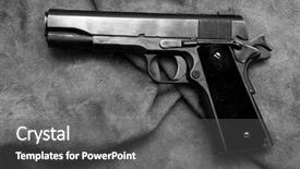  Presentation with semi trucks - Presentation design enhanced with caliber 1911 semi automatic pistol background and a dark gray colored foreground