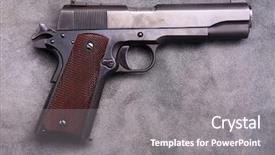  Presentation with automatic cars - Amazing presentation theme having caliber 1911 semi automatic pistol backdrop and a gray colored foreground