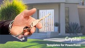  Presentation with salesman - Amazing PPT layouts having california as real estate backdrop and a ocean colored foreground