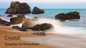  Presentation with california - Beautiful slides featuring california coast at sunset backdrop and a coral colored foreground