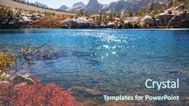  Presentation with fall mountains - Presentation theme having california fall colors - beautiful nature scene in autumn background and a ocean colored foreground