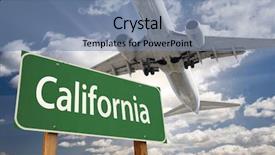  Presentation with airplane night sky cloud - Cool new slide deck with flying movie - california green road sign backdrop and a seafoam green colored foreground