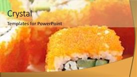  Presentation with sushi - Beautiful presentation featuring california maki sushi with masago - roll made of imitation crab avocado cucumber japanese mayonnaise inside masago smelt roe outside backdrop and a blonde colored foreground