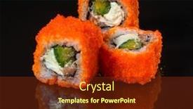  Presentation with cucumber cream - Cool new presentation design with california-roll-sushi-with-salmon backdrop and a tawny brown colored foreground