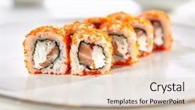  Presentation with restaurant menu - Audience pleasing presentation theme consisting of california rolls with crab meat backdrop and a lemonade colored foreground