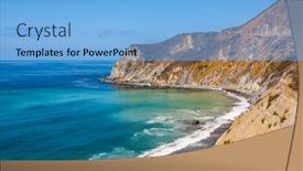  Presentation with water ocean - Presentation design with california route 1 the scenic road passes over the ocean bay with emerald water background and a light blue colored foreground