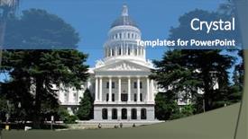  Presentation with green building - Amazing PPT theme having california state capital in sacramento backdrop and a teal colored foreground