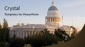  Presentation with capitol - Audience pleasing presentation theme consisting of california state capitol at sunset backdrop and a light blue colored foreground