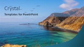  Presentation with route - Slide deck having california state route 1 usa the flock of cranes flying over the ocean bay with emerald water background and a light blue colored foreground