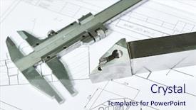  Presentation with metalworking cnc - Colorful PPT theme enhanced with pattern with blueprint for cnc backdrop and a sky blue colored foreground