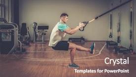  Presentation with suspension - PPT theme having calisthenics - attractive man during workout background and a coral colored foreground