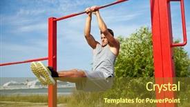  Presentation with abdominal - Audience pleasing PPT theme consisting of calisthenics - fitness sport exercising training backdrop and a tawny brown colored foreground
