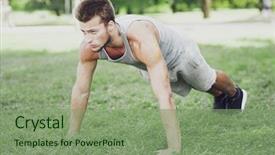  Presentation with lifestyle - Beautiful slide deck featuring calisthenics - fitness sport exercising training backdrop and a seafoam green colored foreground