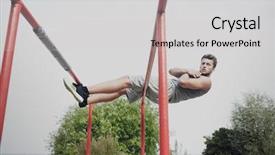  Presentation with training - Slide deck featuring calisthenics - fitness sport exercising training background and a light gray colored foreground