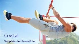  Presentation with abdominal - PPT layouts featuring calisthenics - fitness sport exercising training background and a sky blue colored foreground