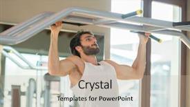  Presentation with free hardship - Slide deck featuring calisthenics - man doing free body calisthenic background and a  colored foreground