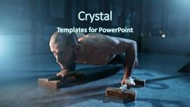  Presentation with exercises - Presentation design with calisthenics - sportsman makes pushups exercises background and a ocean colored foreground