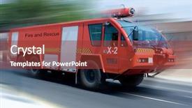  Presentation with airport - Theme consisting of call 911 - airport firetruck background and a tawny brown colored foreground