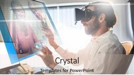  Presentation with wedding video invitation - Colorful slide deck enhanced with call against businessman wearing virtual backdrop and a  colored foreground