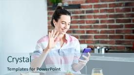  Presentation with home security camera - PPT layouts consisting of call at home copy space background and a  colored foreground