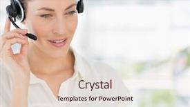  Presentation with executive - Slide set with call center agent - close-up of a beautiful female background and a lemonade colored foreground