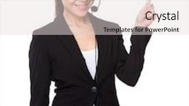  Presentation with finger point - Beautiful slide deck featuring call center agent and finger point up backdrop and a lemonade colored foreground