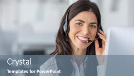  Presentation with call center - PPT layouts having call-center-agent-with-headset background and a seafoam green colored foreground