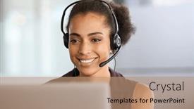  Presentation with working remotely - Slides featuring call-center-agent-with-headset background and a  colored foreground