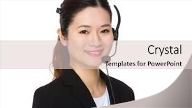  Presentation with call center agent reporting - Amazing theme having customer service smiling asian woman - call center agent backdrop and a lemonade colored foreground